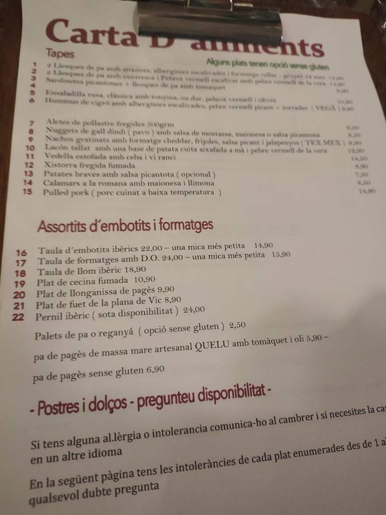 Tot Begut Tot Per Beure — Carta