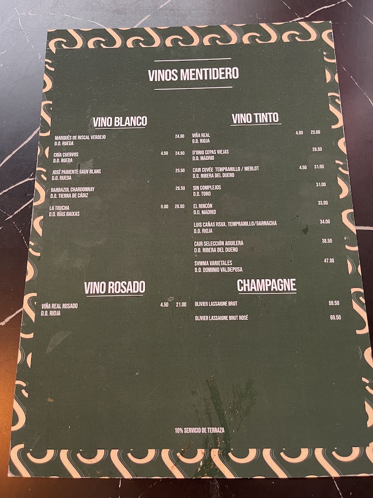 Mentidero Sal y Brasas — Carta