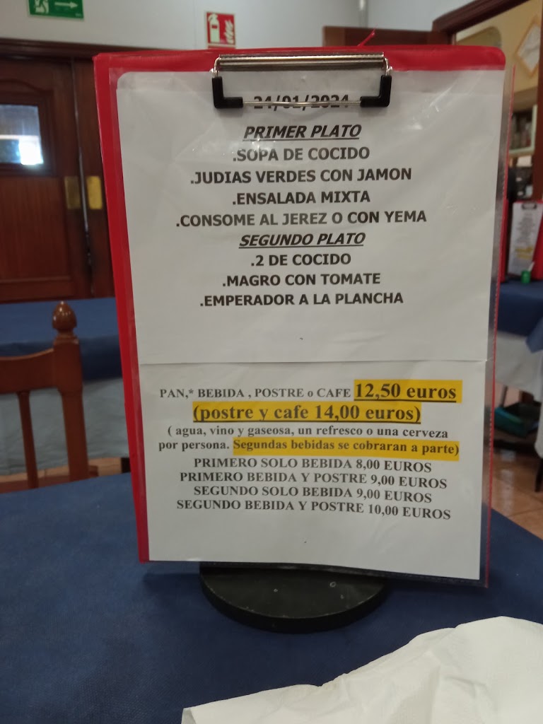 Restaurante El Caserio — Carta