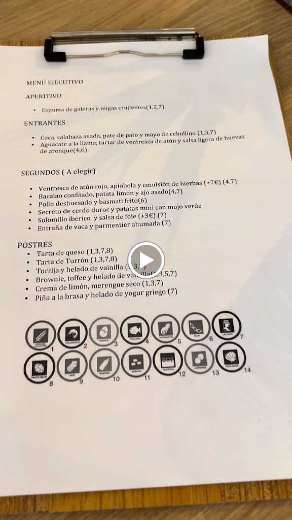 Restaurante Macadan — Carta