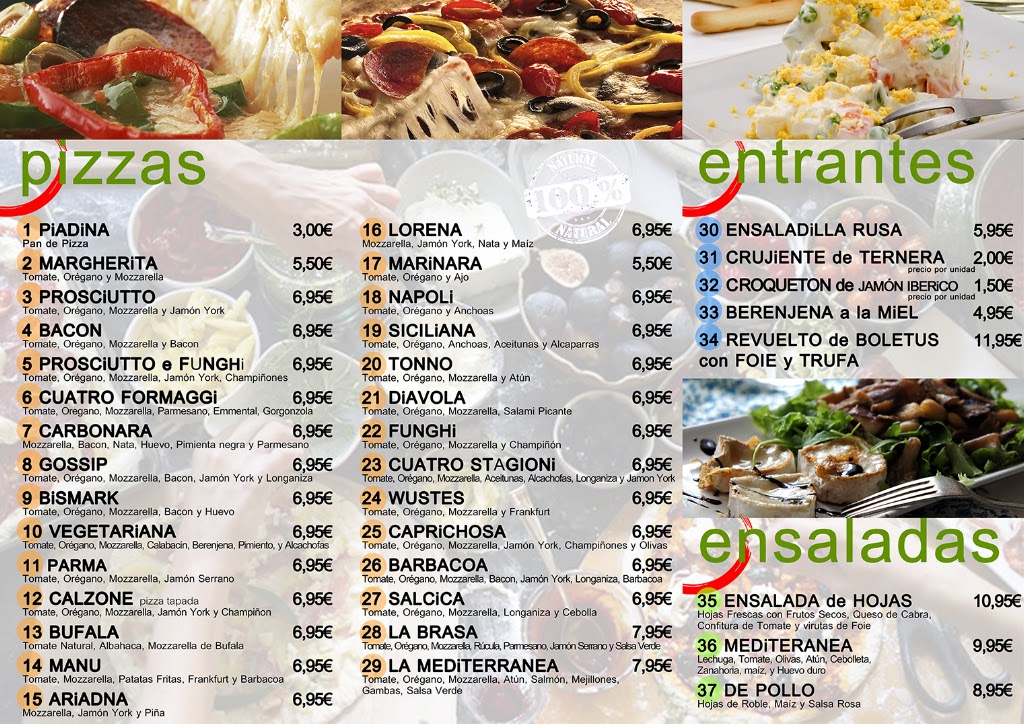 Pizzeria Restaurante Villareal +Pizza — Carta