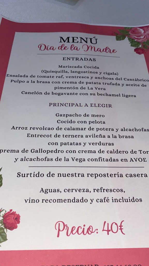 Restaurante Rincon de Capis — Carta