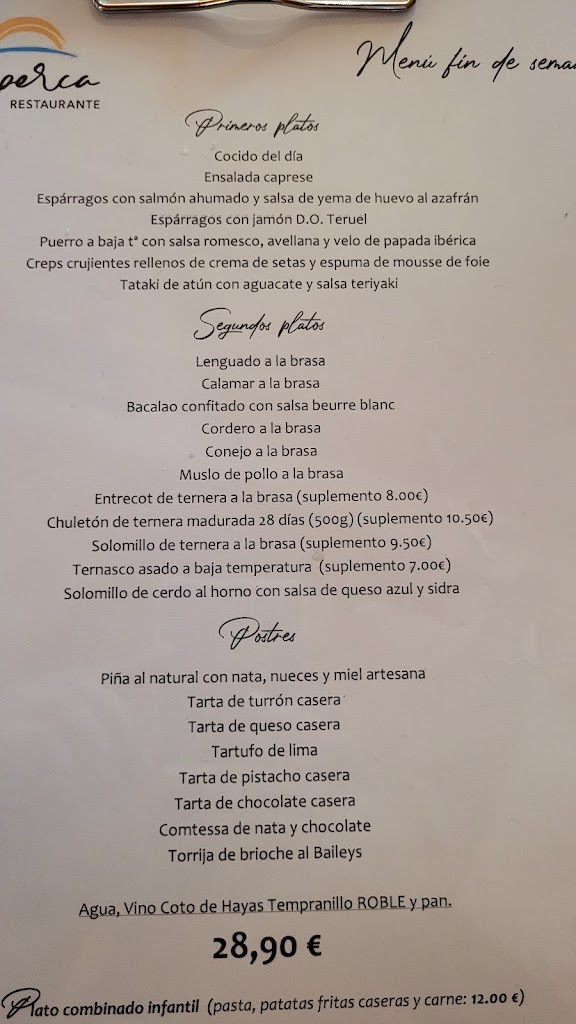 La Perca RESTAURANTE — Carta