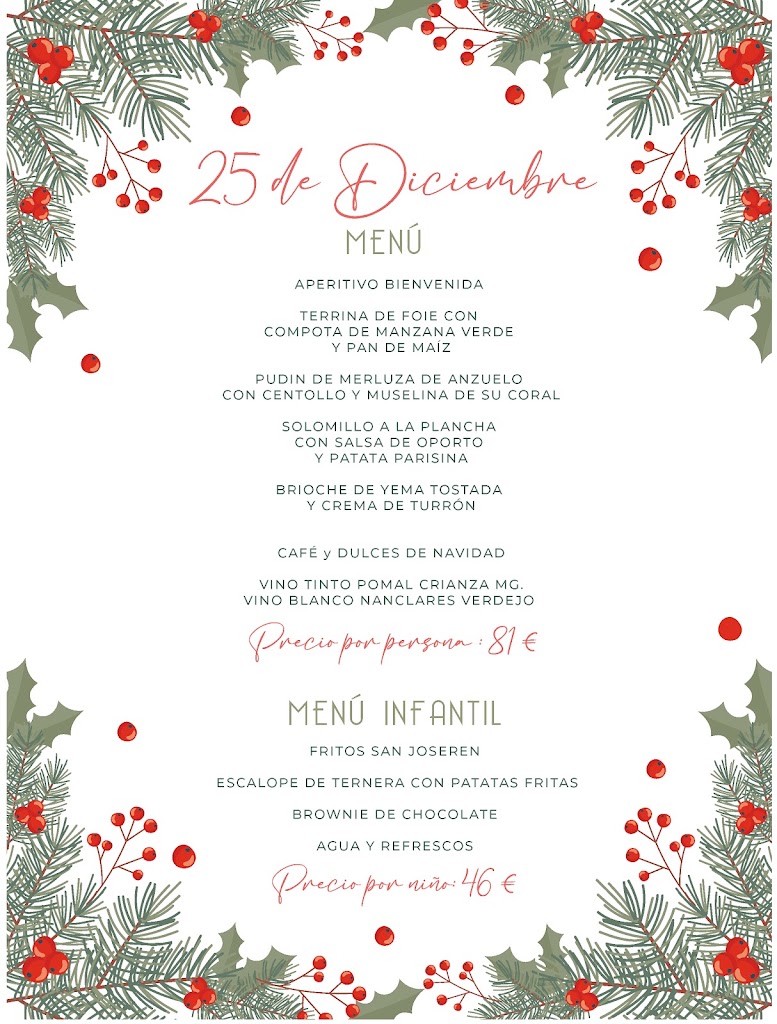 Restaurante Palacio San Joseren — Carta