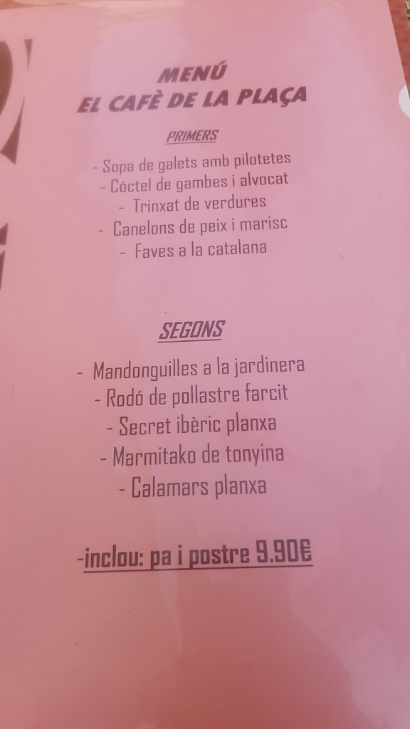 El Cafe de la Placa — Carta