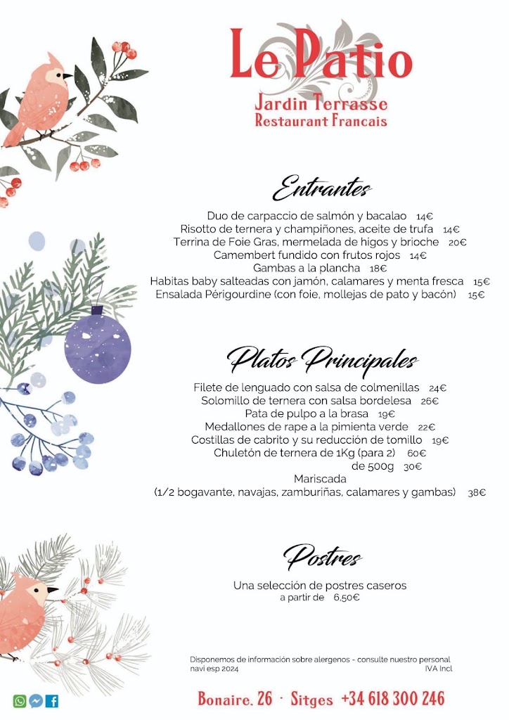 Le Patio Jardin Terrasse — Carta