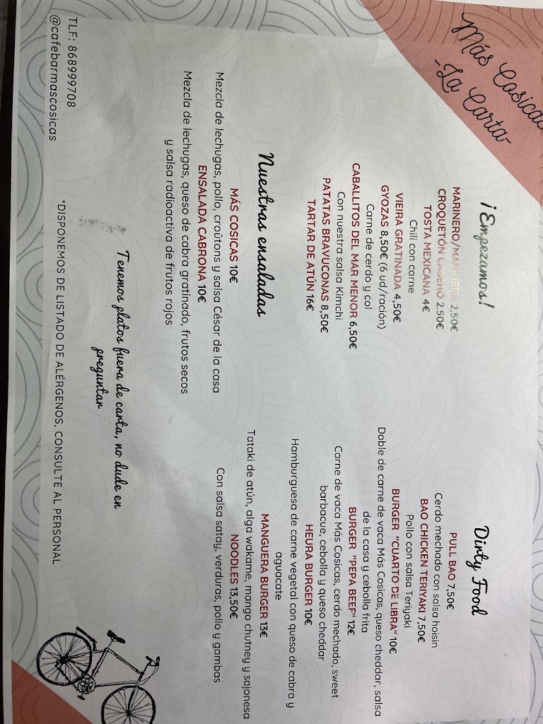 Cafe Bar El Horno de Benito — Carta