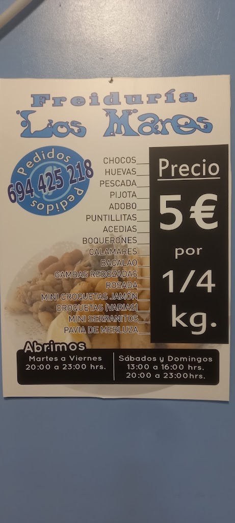 Freiduria Los Mares — Carta