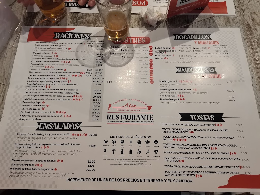 Cafeteria "Mia" Cocina Fusion — Carta