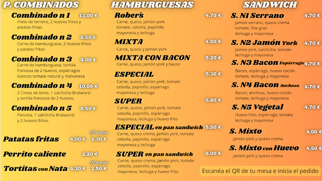 Burger Rober's — Carta