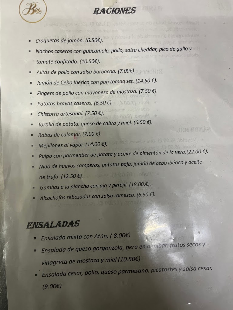 Restaurante Balu — Carta