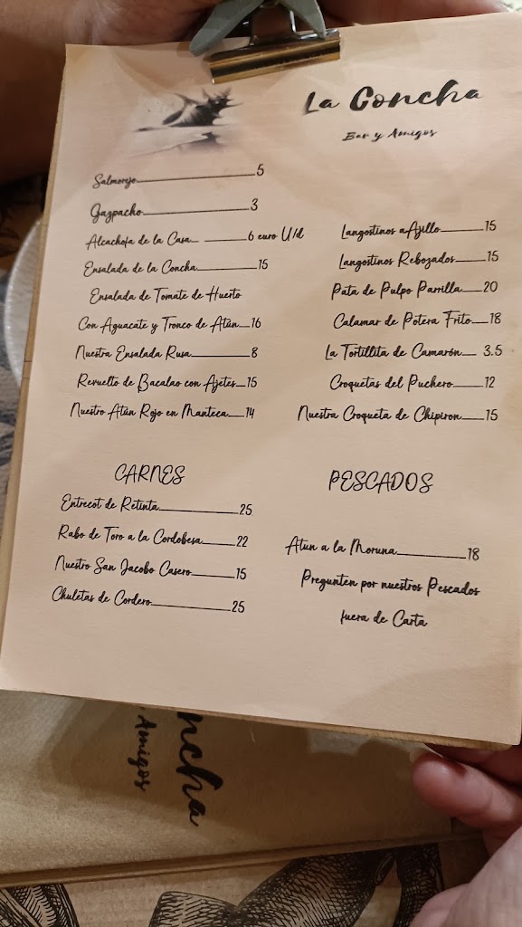La Concha Bar y Amigos — Carta