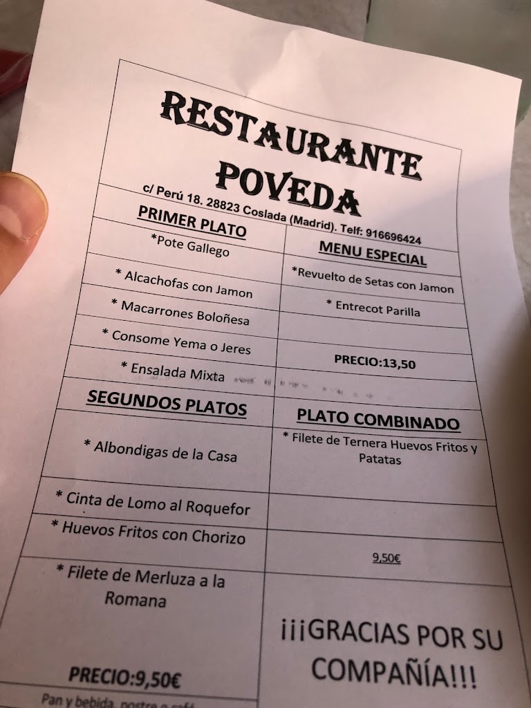 Restaurante Hermanos Poveda S.L. — Carta