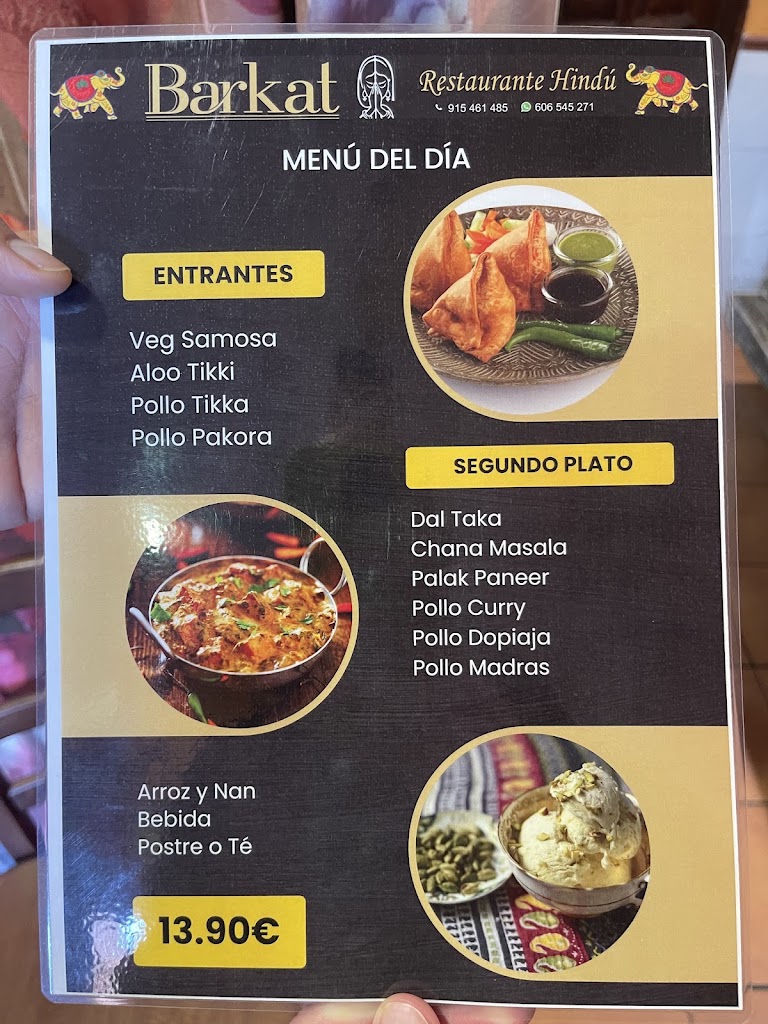 Barkat Restaurante Hindu — Carta