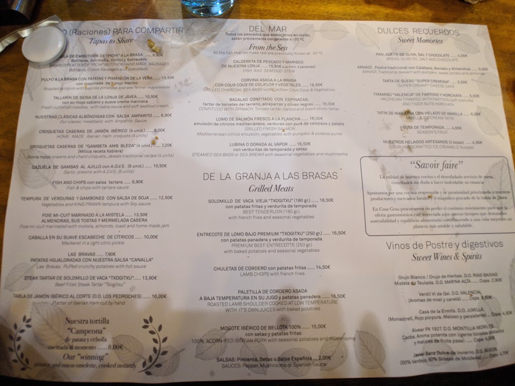 Casa Grau — Carta