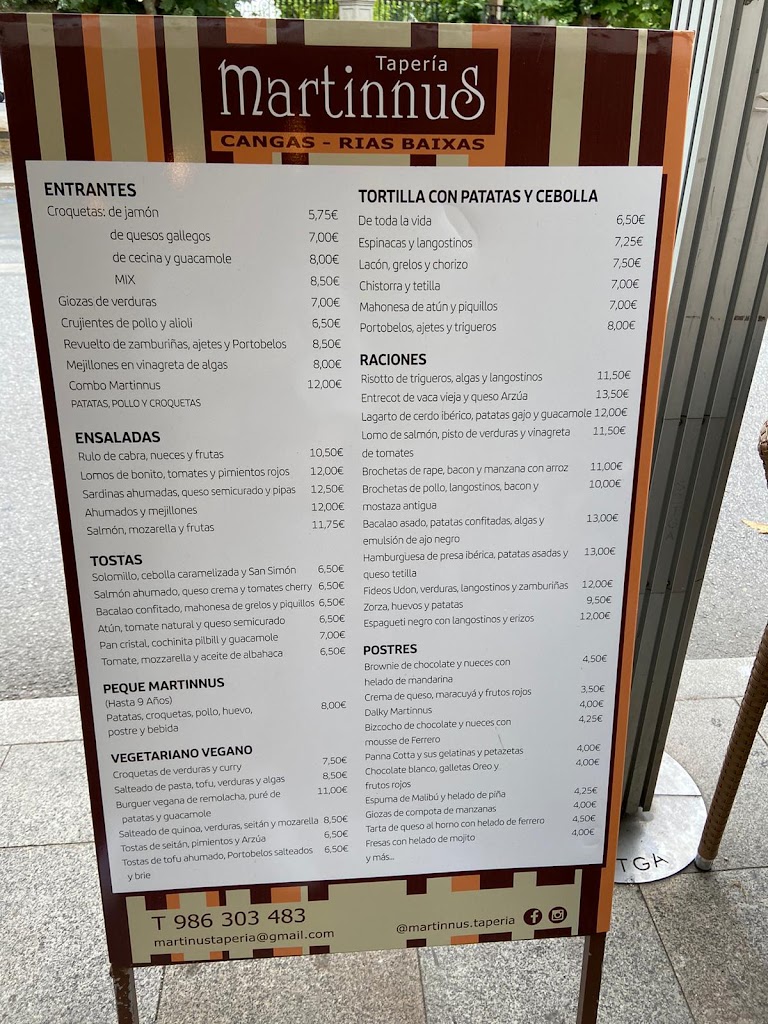 Restaurante Martinnus Taperia — Carta