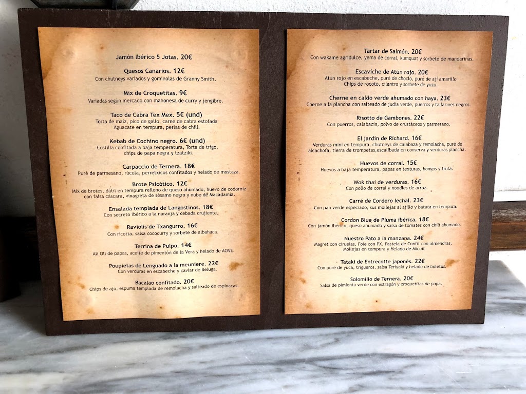 Casa Montesdeoca Restaurante — Carta