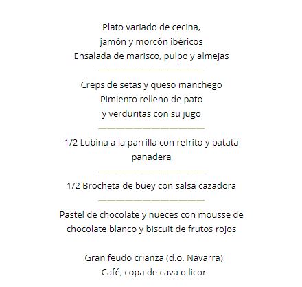 Restaurante Balintxarreketa — Carta