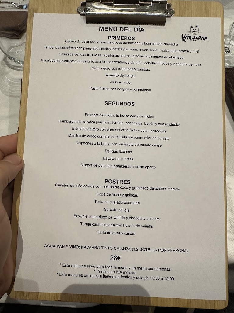 Asador Restaurante Katuzarra — Carta
