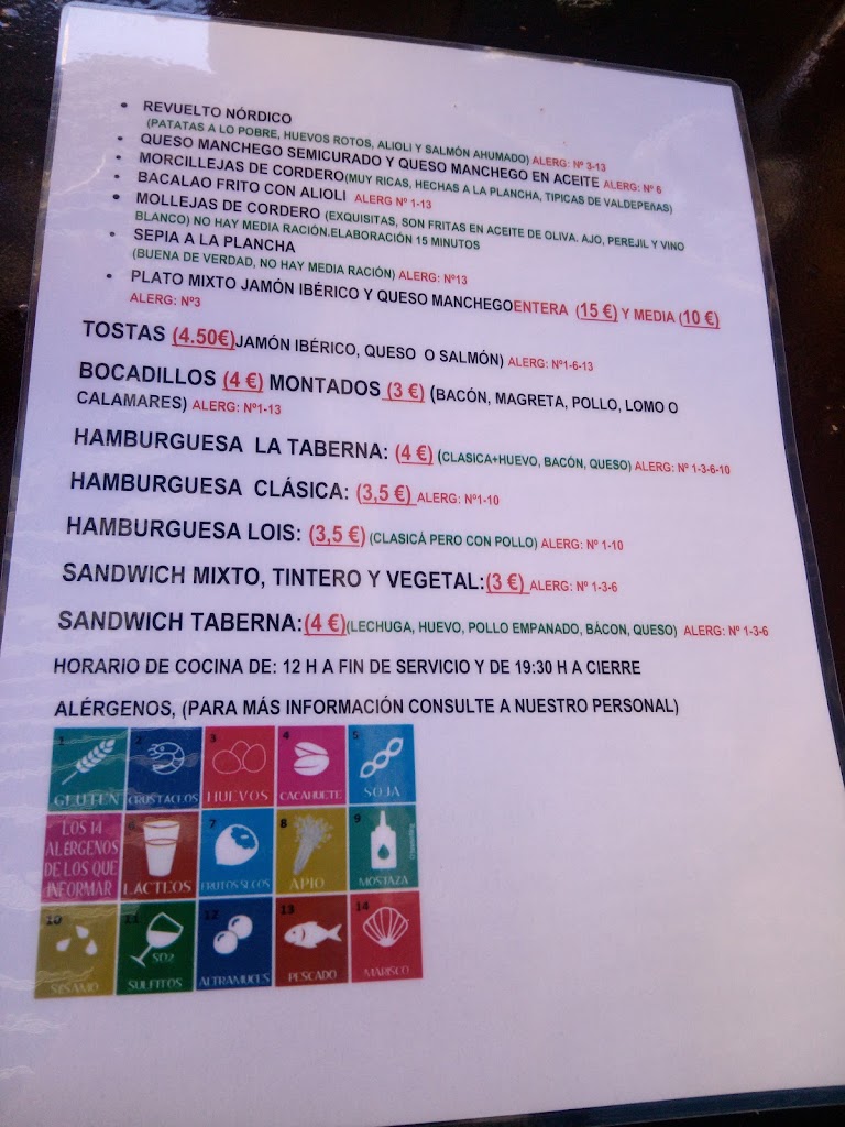 La Taberna de Ivan (Taberna) — Carta