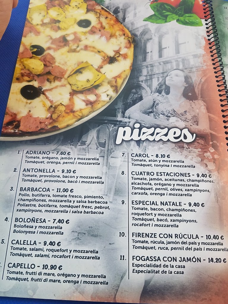 Pizzeria Italia Pineda — Carta