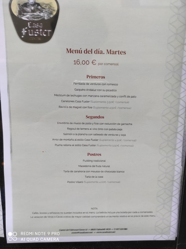 Casa Fuster Centre — Carta