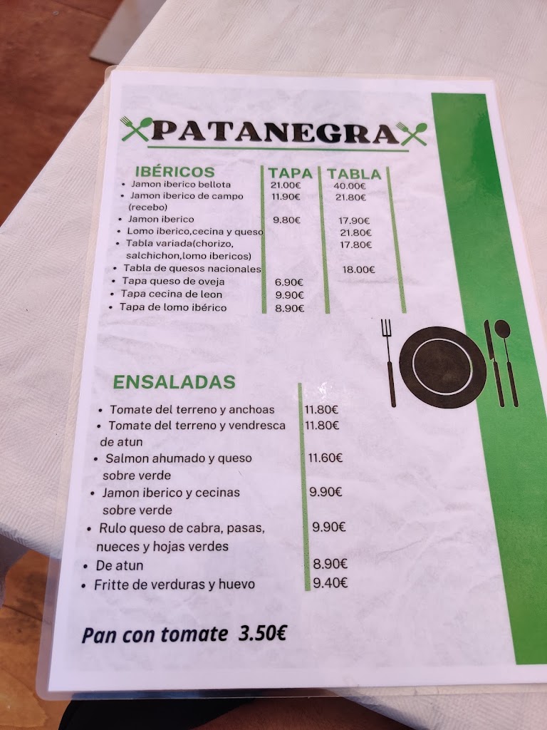 Pata Negra Benicassim Playa — Carta