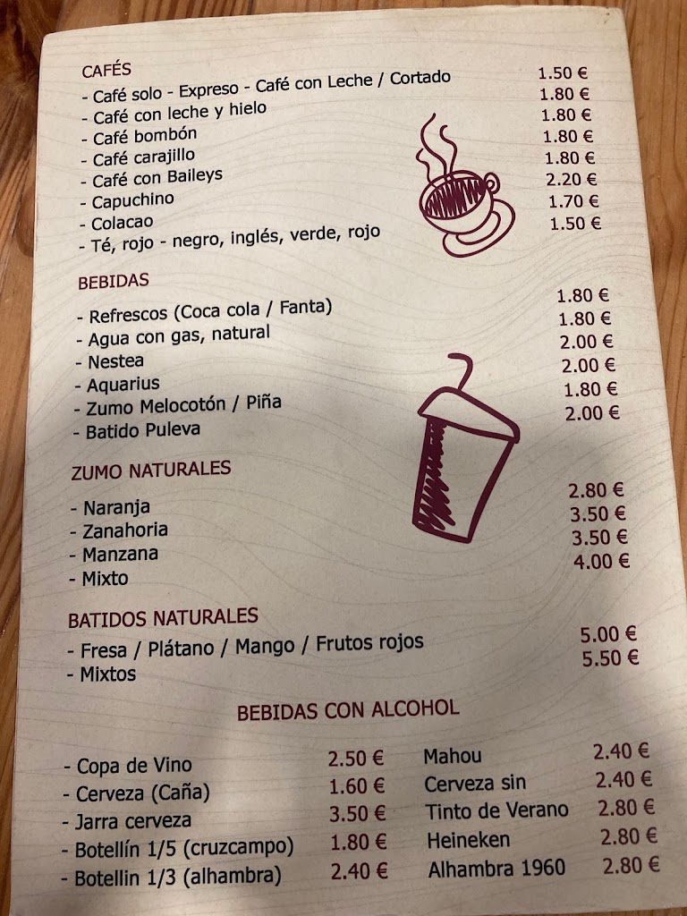 Paola Bar Cafeteria — Carta