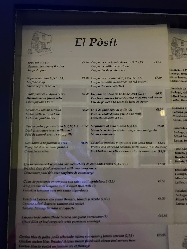 Restaurante El Posit. — Carta