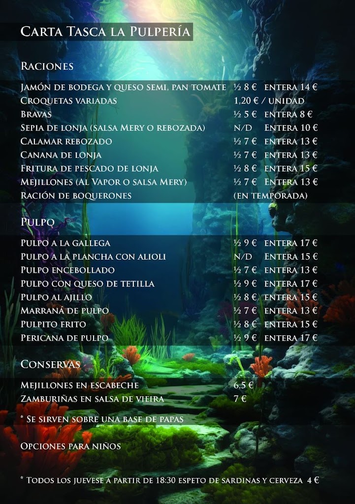 Tasca Pulperia el Tarros — Carta