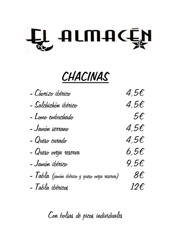 Bar El Almacen — Carta