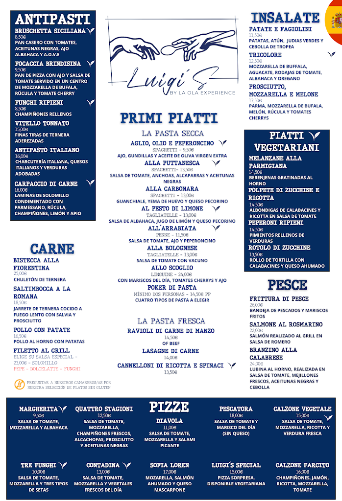 Luigi's Restaurante — Carta