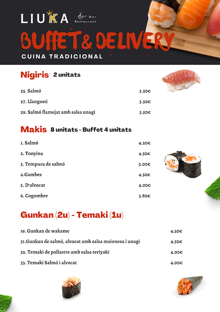 Restaurante Liuka — Carta