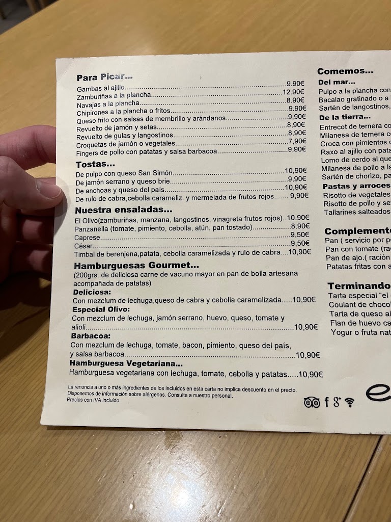 El Olivo (Santiago de Compostela) Cafe restaurante — Carta
