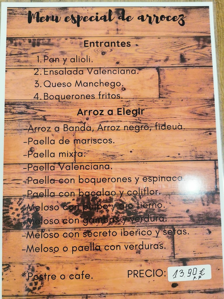 Restaurante El Redoli. — Carta