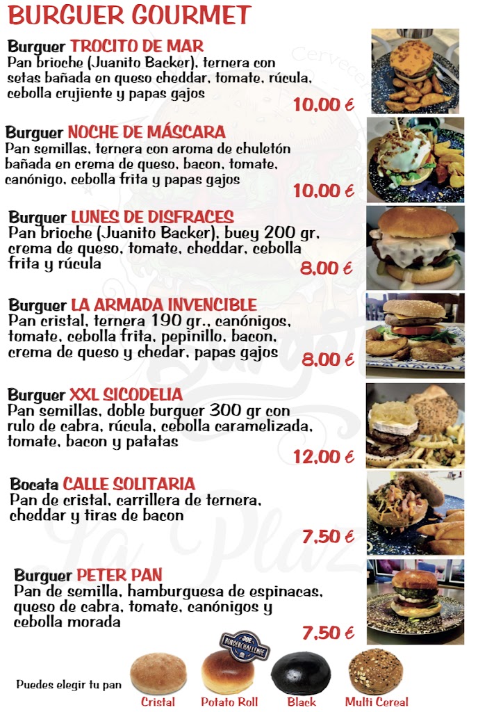 Cafeteria Burger La PLAZITA — Carta