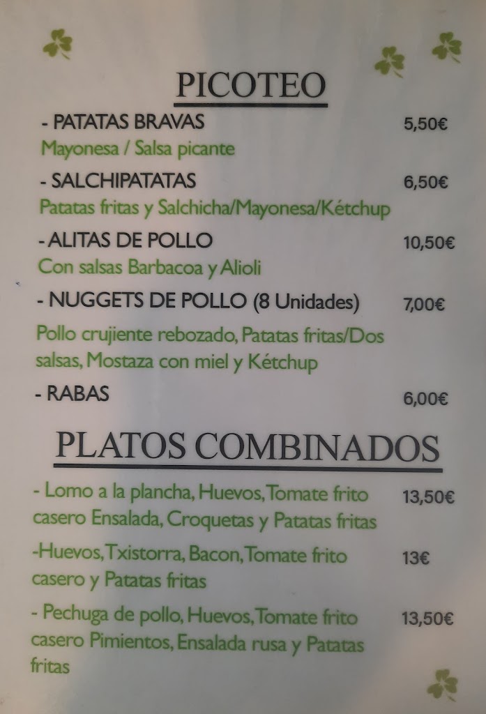 BAR "TREBOL" ( Burlada) — Carta