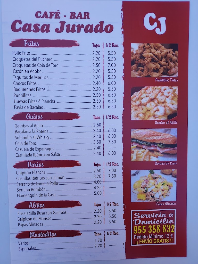 Bar Casa Jurado — Carta