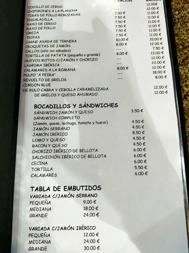 La Salmantina — Carta