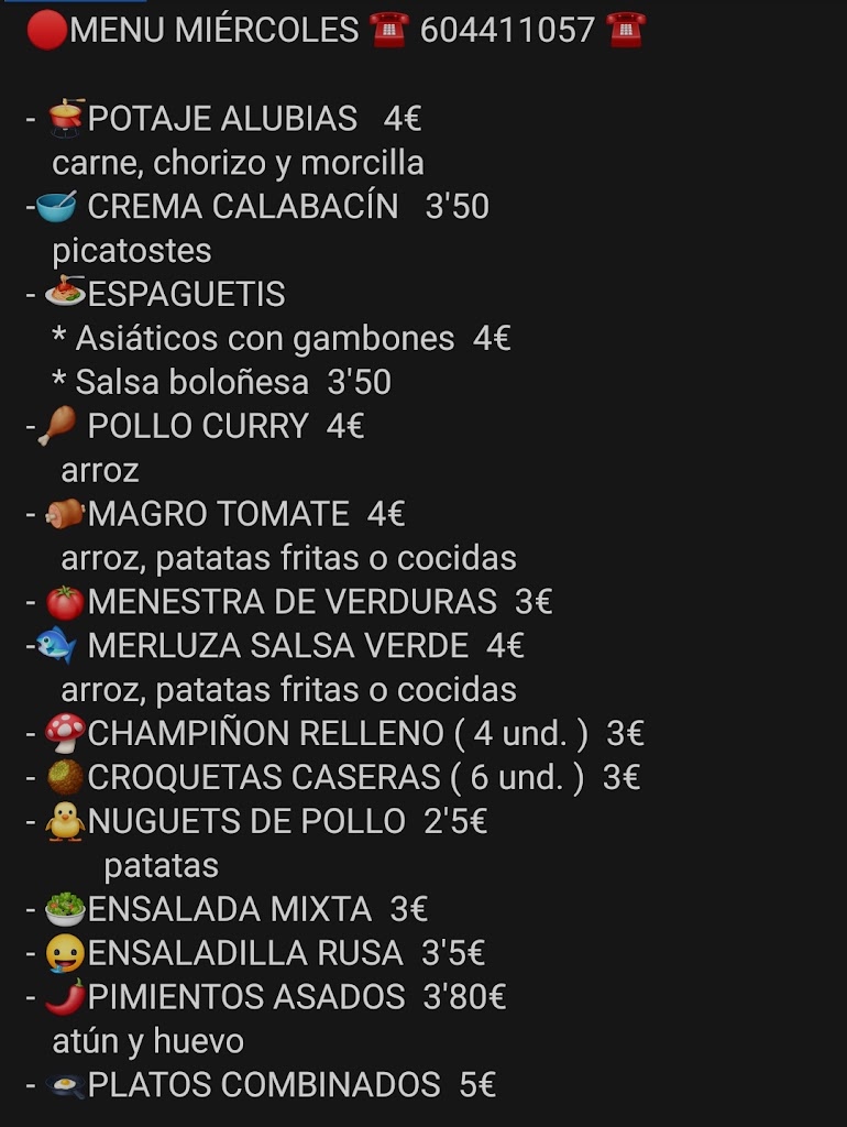 El menu de Merche — Carta