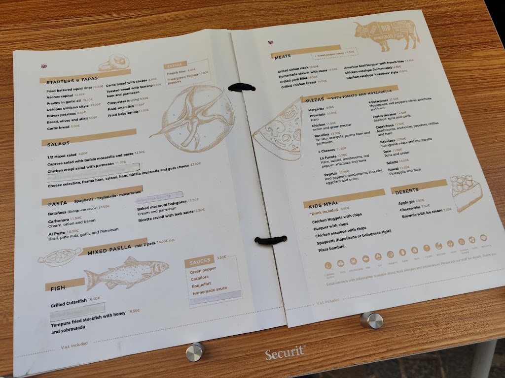 Restaurante y Pizzeria La Fuente — Carta