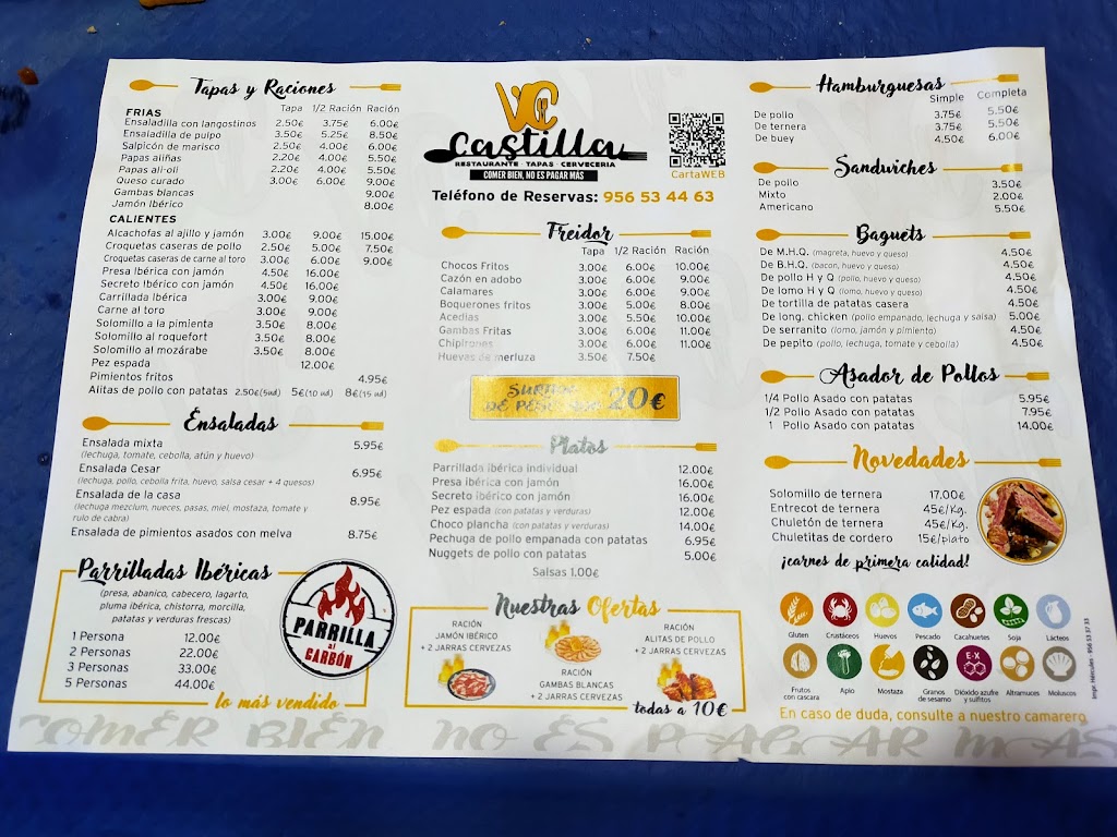 Restaurante Venta Castilla — Carta