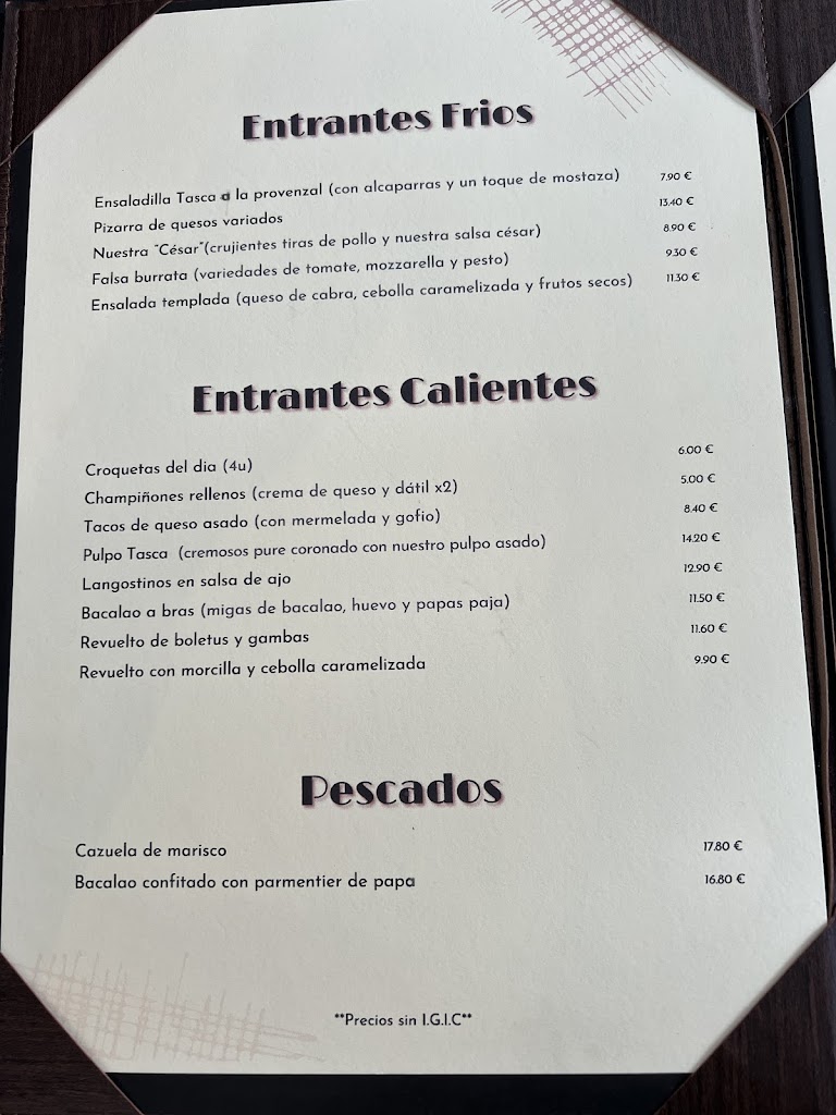 Tasca Casino San Miguel — Carta