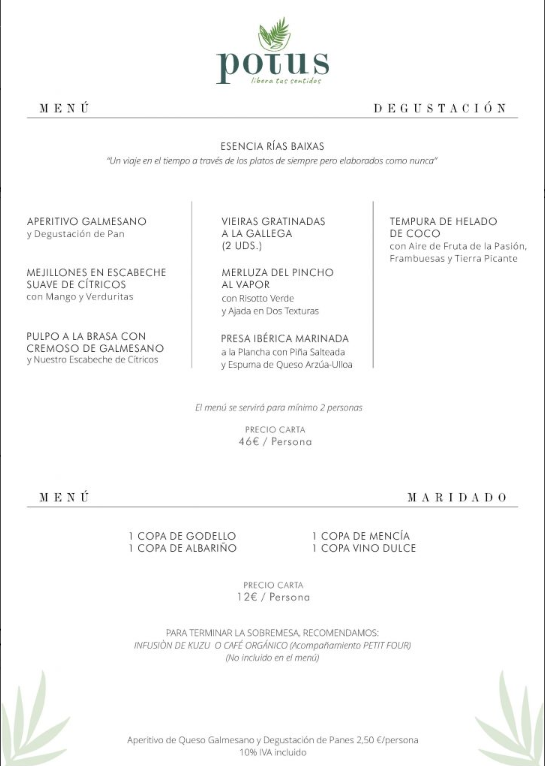 Restaurante Potus — Carta
