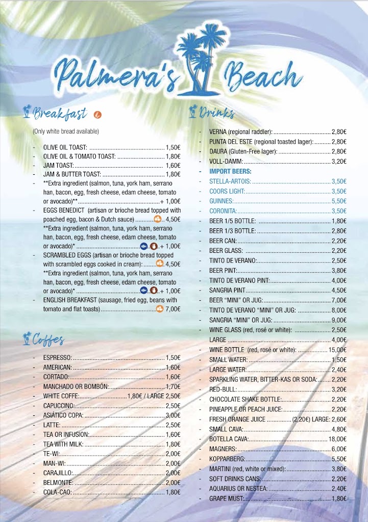 Chiringuito Palmera's Beach — Carta