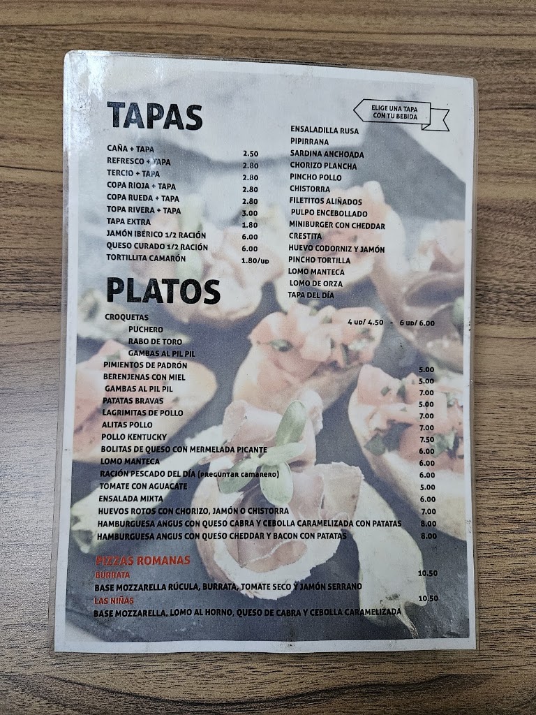 Bar El Patio de las Tapas — Carta