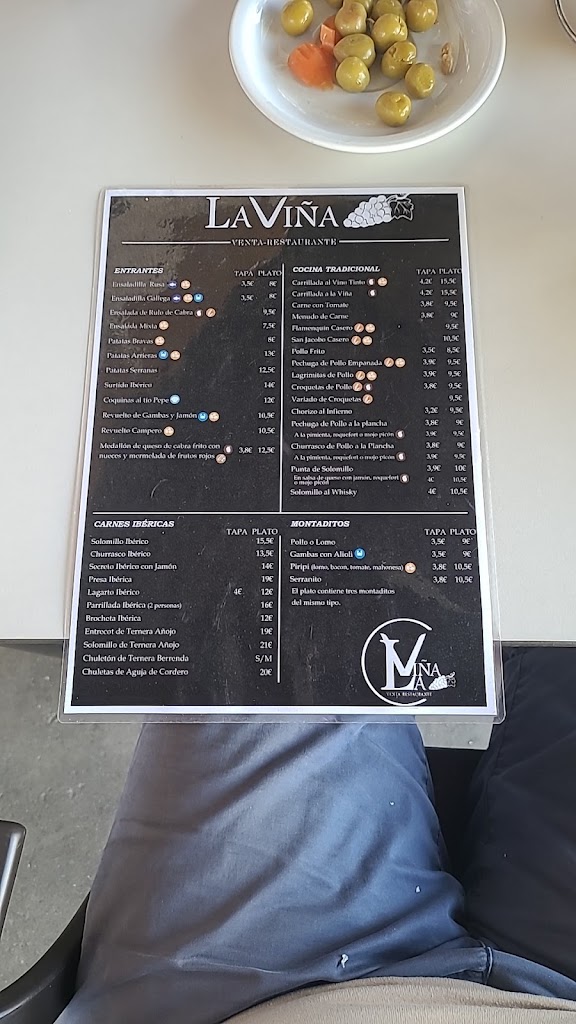 Venta-Restaurante LA VINA. — Carta