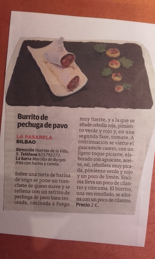 La Pasarela — Carta