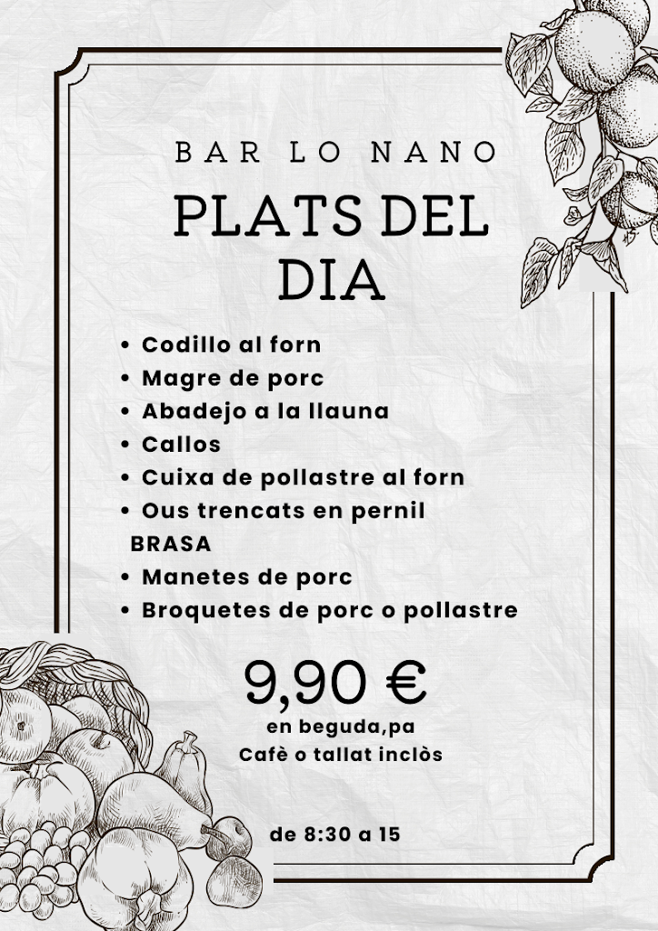 Bar Lo Nano — Carta