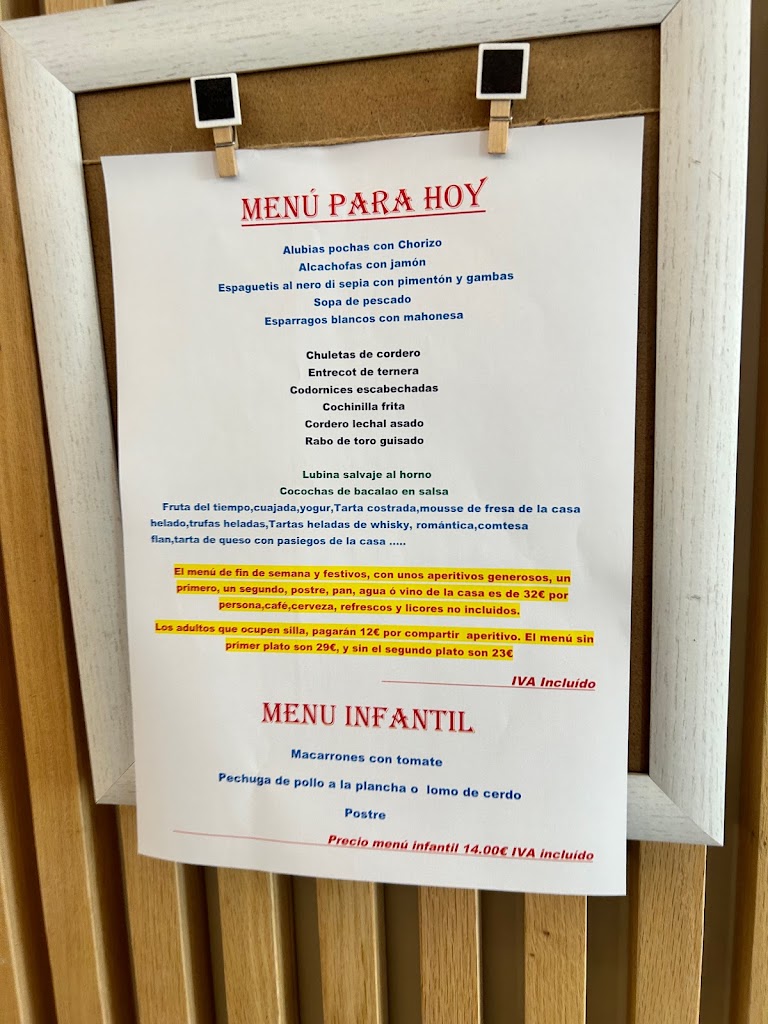 Restaurante Goyo Garray — Carta